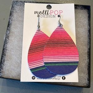 NEW Molli Pop multi-colored leather teardrop earrings